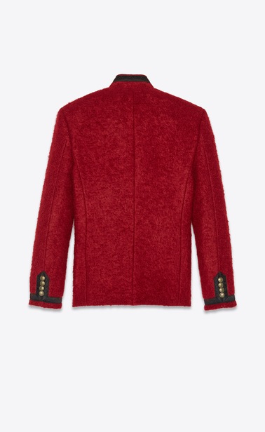 SAINT LAURENT Blazer Jacket Man Officer jacket in red mohair b_V4